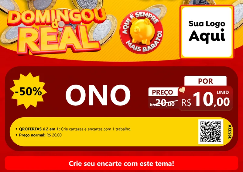 Modelo de Cartaz para Cartaz A4 Horizontal com o tema Domingou do Real para Óticas