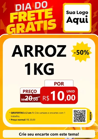 Modelo de Cartaz para Cartaz A4 Vertical com o tema Dia do Frete Grátis para Supermercado