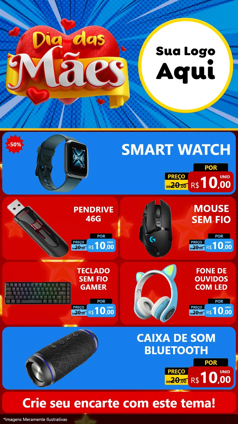 Modelo de TV para TV Vertical com o tema Dia das Mães para Informática