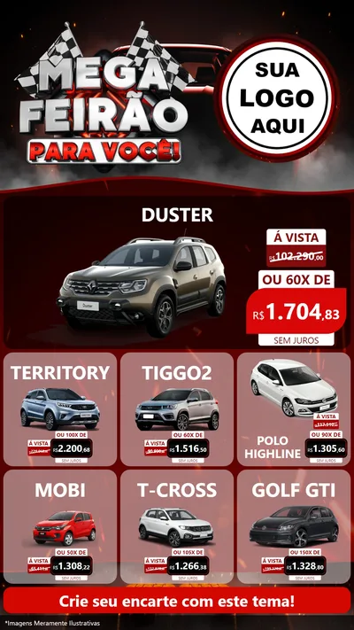 Modelo de Rede Social para Stories com o tema Mega Feirão Para Você! - Autopeças para Concessionaria de Carros