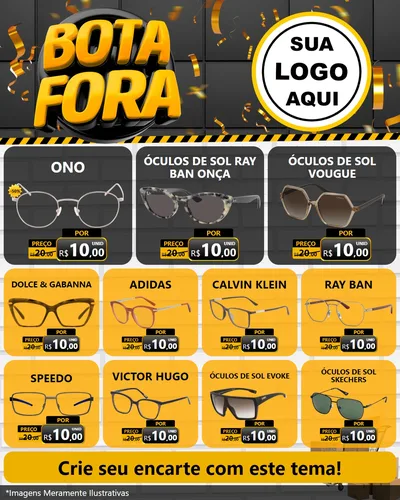 Modelo de Rede Social para Feed Instagram com o tema Bota Fora para Óticas