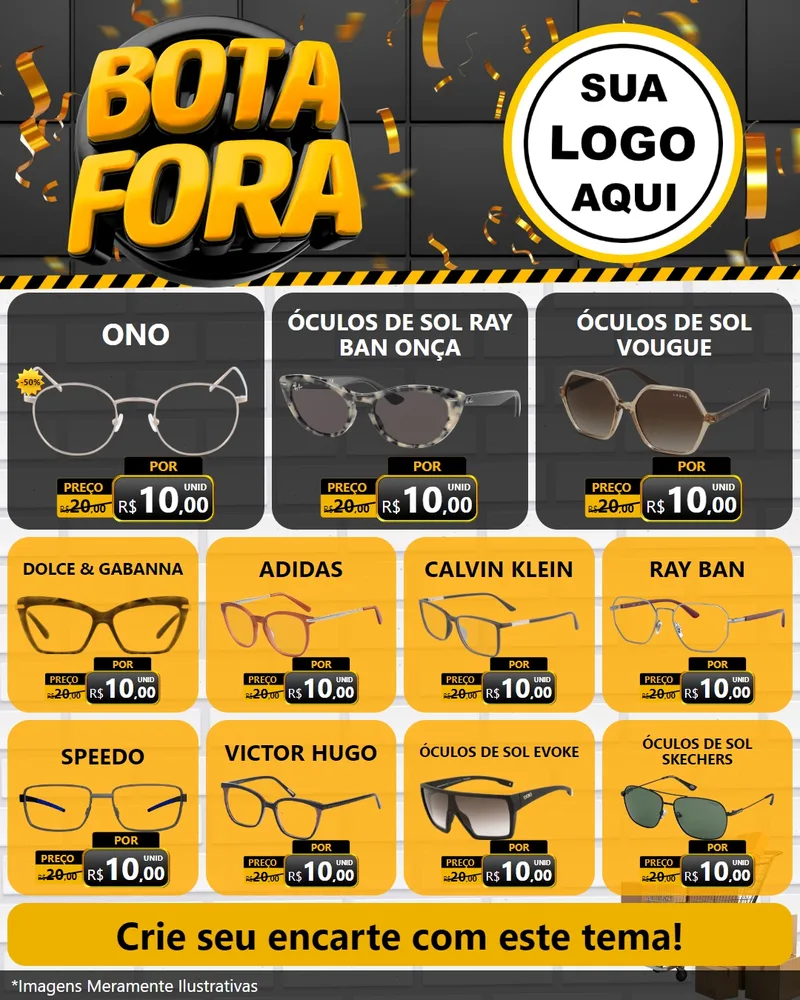 Modelo de Rede Social para Feed Instagram com o tema Bota Fora para Óticas
