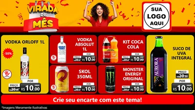 Modelo de TV para TV Horizontal com o tema Virada de Mês para Distribuidora de bebidas