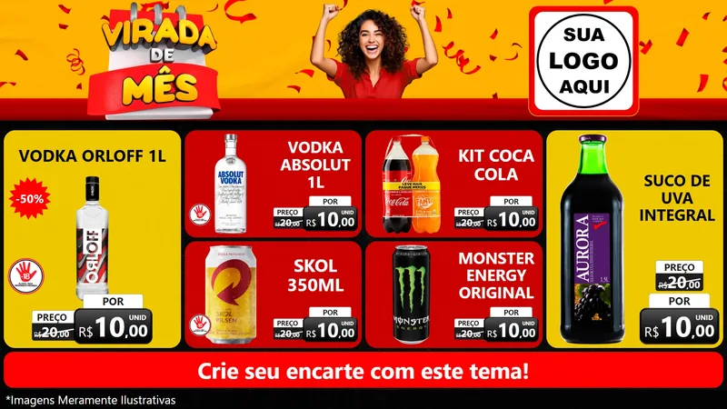 Modelo de TV para TV Horizontal com o tema Virada de Mês para Distribuidora de bebidas