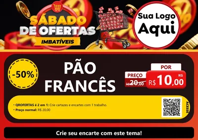 Modelo de Cartaz para Cartaz A4 Horizontal com o tema Sábado de Ofertas Imbatíveis para Padaria