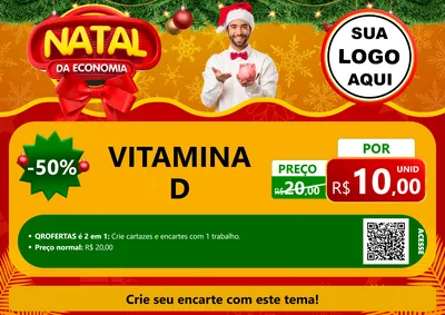 Modelo de Cartaz para Cartaz A4 Horizontal com o tema Natal da Economia para Farmácia