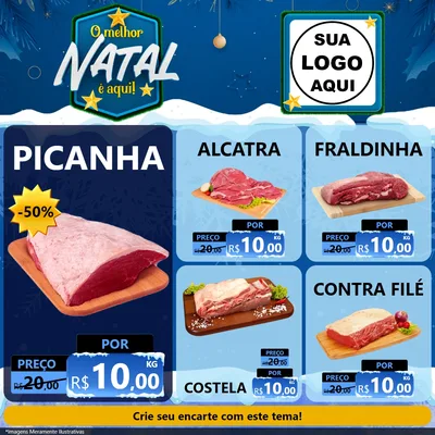 Modelo de Rede Social para Feed Facebook com o tema O Melhor Natal É Aqui! para Açougue
