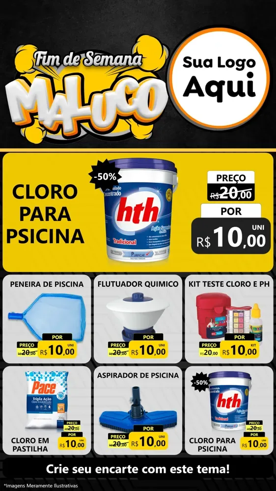 Modelo de Rede Social para Stories com o tema Fim de Semana Maluco para Produtos para Piscina