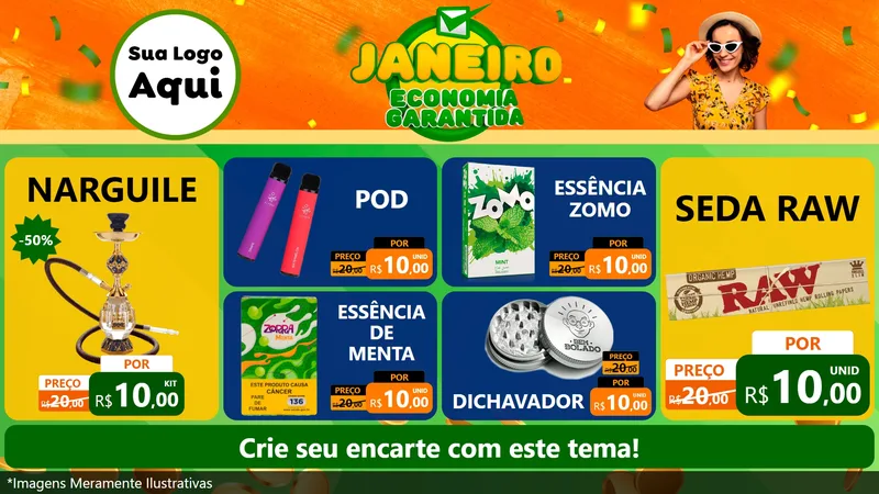Modelo de TV para TV Horizontal com o tema Janeiro - Economia Garantida para Tabacaria