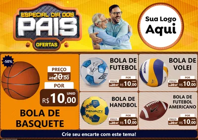 Modelo de Encarte para Encarte A4 Horizontal com o tema Especial Dia dos Pais para Artigos Esportivos