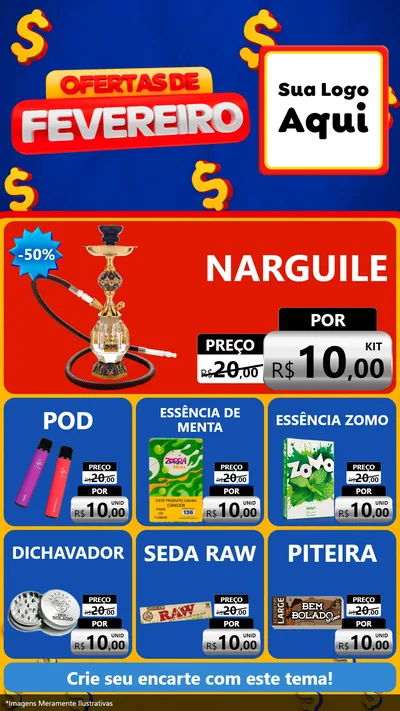 Modelo de Rede Social para Stories com o tema Ofertas de Fevereiro para Tabacaria