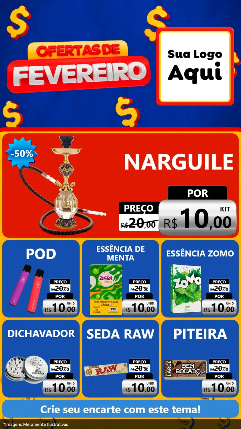 Modelo de Rede Social para Stories com o tema Ofertas de Fevereiro para Tabacaria