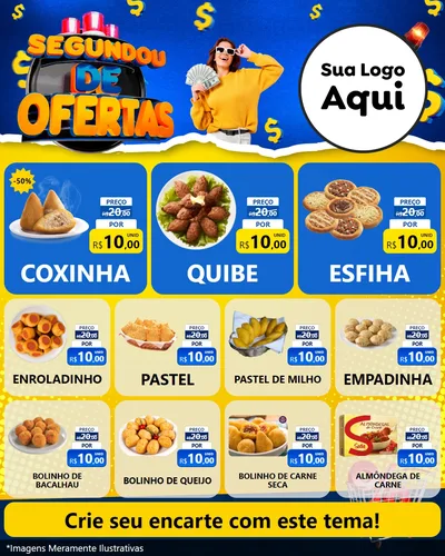 Modelo de Rede Social para Feed Instagram com o tema Segundou de Ofertas para Salgadaria