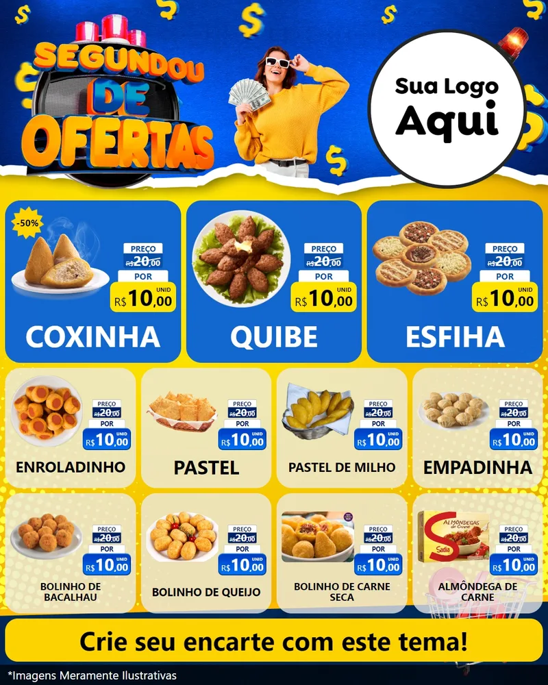 Modelo de Rede Social para Feed Instagram com o tema Segundou de Ofertas para Salgadaria