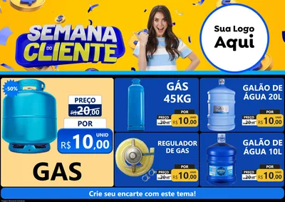 Modelo de Encarte para Encarte A4 Horizontal com o tema Semana do Cliente para Água e gás
