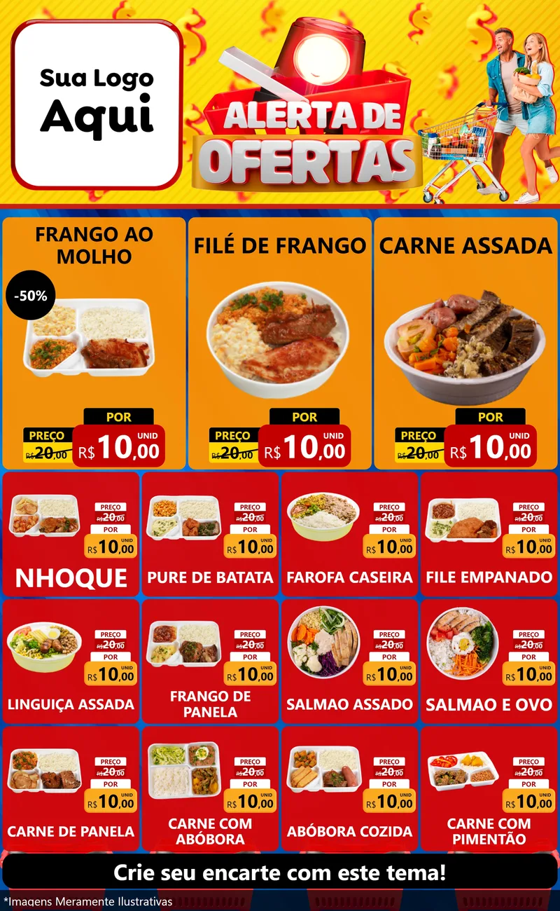 Modelo de Encarte para Encarte Grande com o tema Alerta de Ofertas para Restaurante