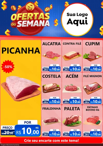Modelo de Encarte para Encarte A4 Vertical com o tema Ofertas Da Semana para Açougue