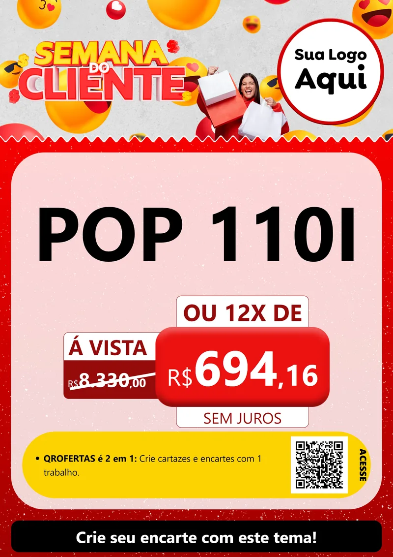 Modelo de Cartaz para Cartaz A4 Vertical com o tema Semana do Cliente para Concessionaria de Motos