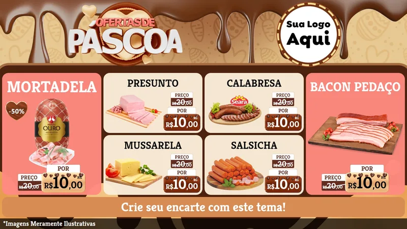 Modelo de TV para TV Horizontal com o tema Ofertas de Páscoa para Frios e Laticínios