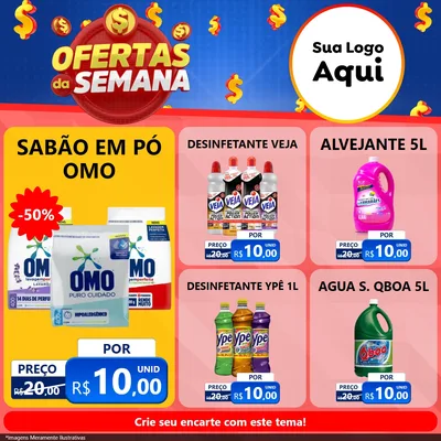 Modelo de Rede Social para Feed Facebook com o tema Ofertas Da Semana para Produtos de Limpeza