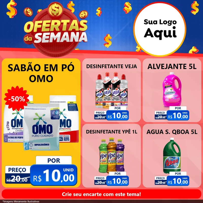 Modelo de Rede Social para Feed Facebook com o tema Ofertas Da Semana para Produtos de Limpeza