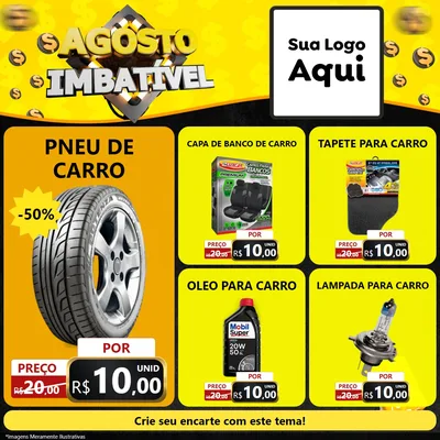 Modelo de Rede Social para Feed Facebook com o tema Agosto Imbatível para Auto peças