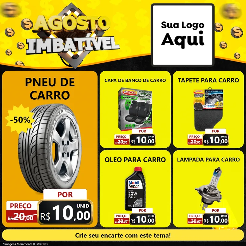 Modelo de Rede Social para Feed Facebook com o tema Agosto Imbatível para Auto peças