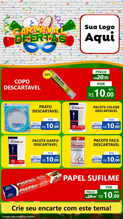 Modelo de TV para TV Vertical com o tema Carnaval de Ofertas para Embalagens