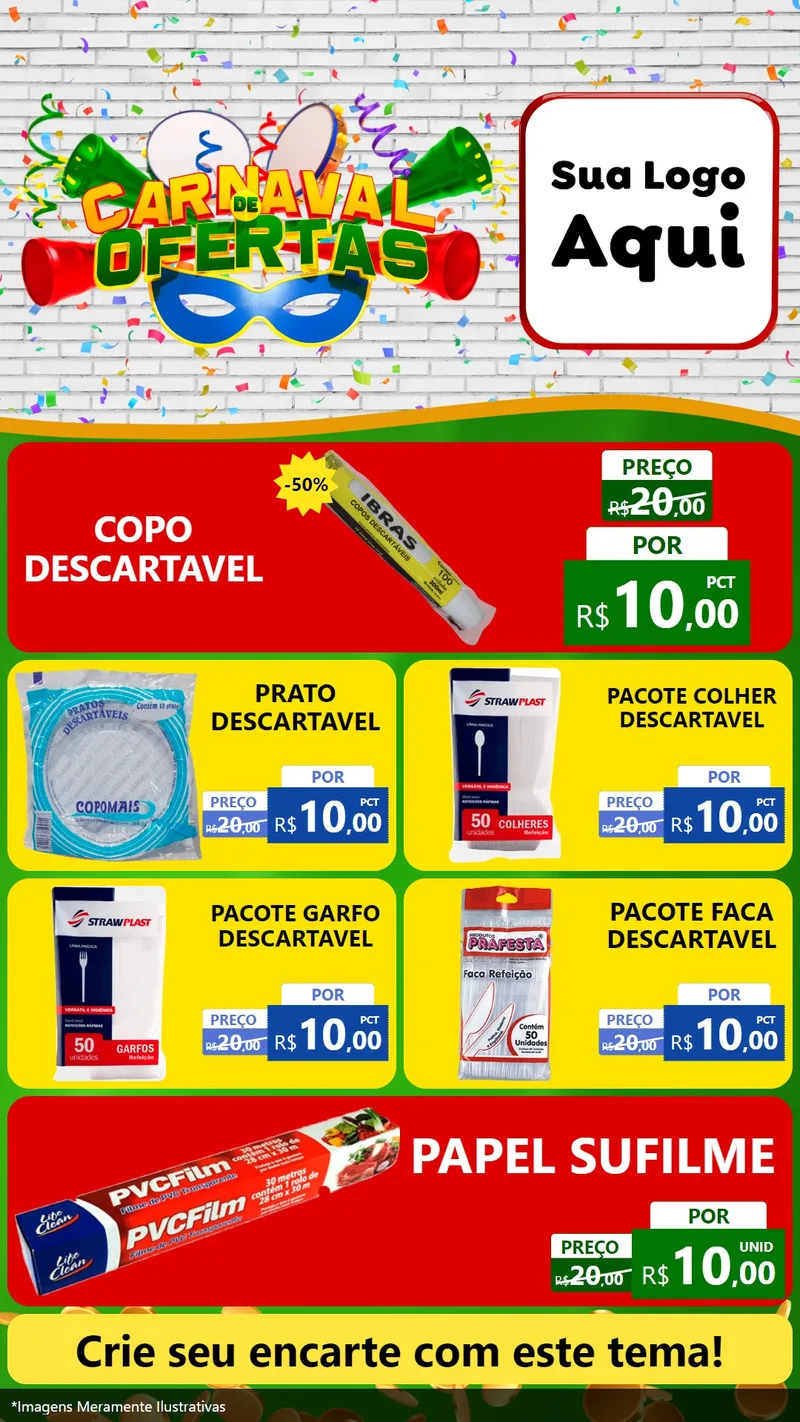 Modelo de TV para TV Vertical com o tema Carnaval de Ofertas para Embalagens
