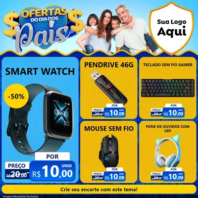 Modelo de Rede Social para Feed Facebook com o tema Ofertas do Dia dos Pais para Informática