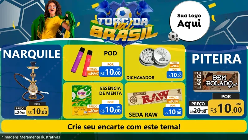 Modelo de TV para TV Horizontal com o tema Torcida Vai Brasil - Copa para Tabacaria