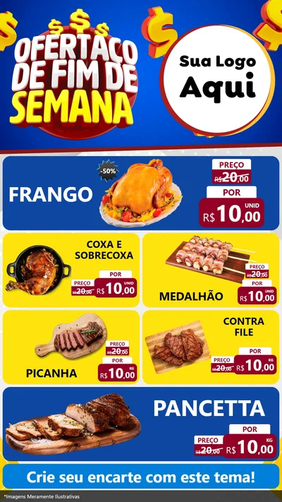 Modelo de TV para TV Vertical com o tema Ofertaço de Fim de Semana para Assados