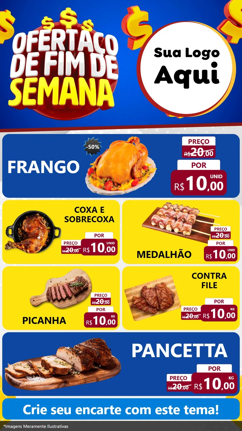Modelo de TV para TV Vertical com o tema Ofertaço de Fim de Semana para Assados