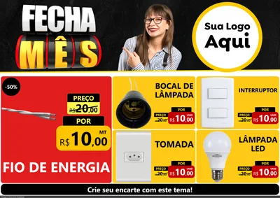 Modelo de Encarte para Encarte A4 Horizontal com o tema Fecha Mês para Materiais Elétricos