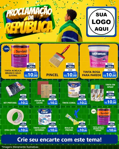 Modelo de Rede Social para Feed Instagram com o tema Proclamação da República para Tintas e Ferramentas
