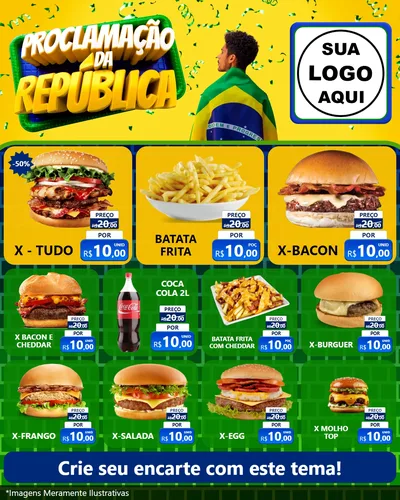 Modelo de Rede Social para Feed Instagram com o tema Proclamação da República para Hamburgueria
