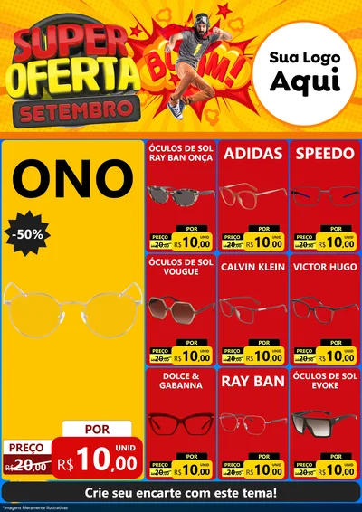 Modelo de Encarte para Encarte A4 Vertical com o tema Super Oferta Setembro para Óticas