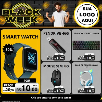 Modelo de Rede Social para Feed Facebook com o tema Black Week para Informática
