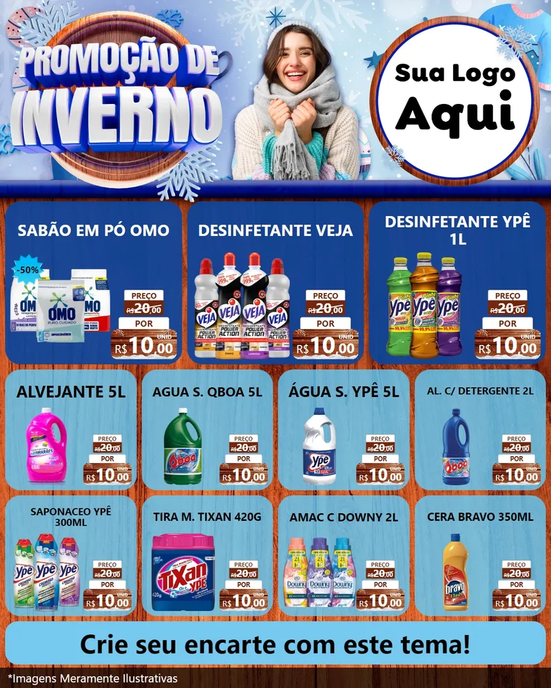 Modelo de Rede Social para Feed Instagram com o tema Promoção de Inverno para Produtos de Limpeza