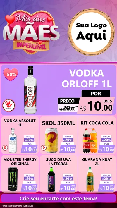 Modelo de Rede Social para Stories com o tema Mês das Mães Imperdível para Distribuidora de bebidas
