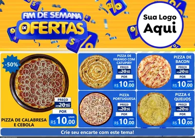Modelo de Encarte para Encarte A4 Horizontal com o tema Fim de Semana de Ofertas para Pizzaria