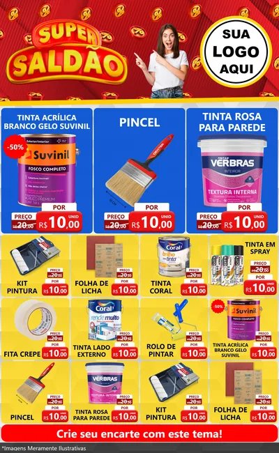 Modelo de Encarte para Encarte Grande com o tema Super Saldão para Tintas e Ferramentas