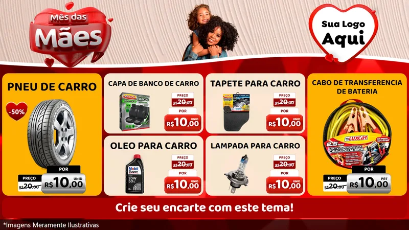 Modelo de TV para TV Horizontal com o tema Mês das Mães para Auto peças