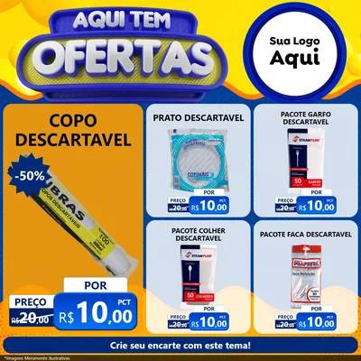 Modelo de Rede Social para Feed Facebook com o tema Aqui Tem Ofertas para Embalagens