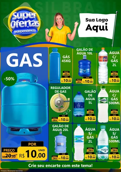 Modelo de Encarte para Encarte A4 Vertical com o tema Super Ofertas de Independência para Água e gás