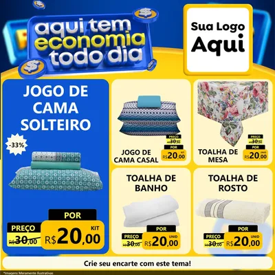 Modelo de Rede Social para Feed Facebook com o tema Aqui Tem Economia Todo Dia para Cama, Mesa e Banho
