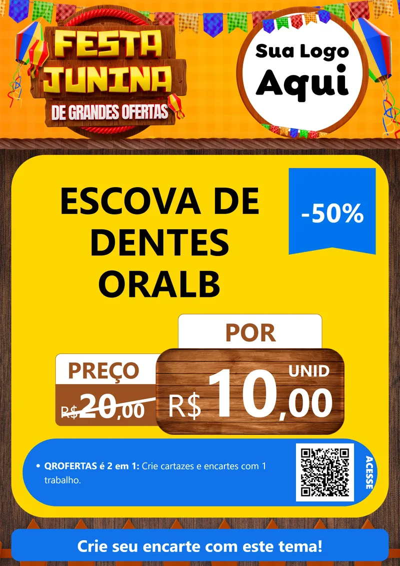 Modelo de Cartaz para Cartaz A4 Vertical com o tema Festa Junina de Grandes Ofertas para Higiene Pessoal