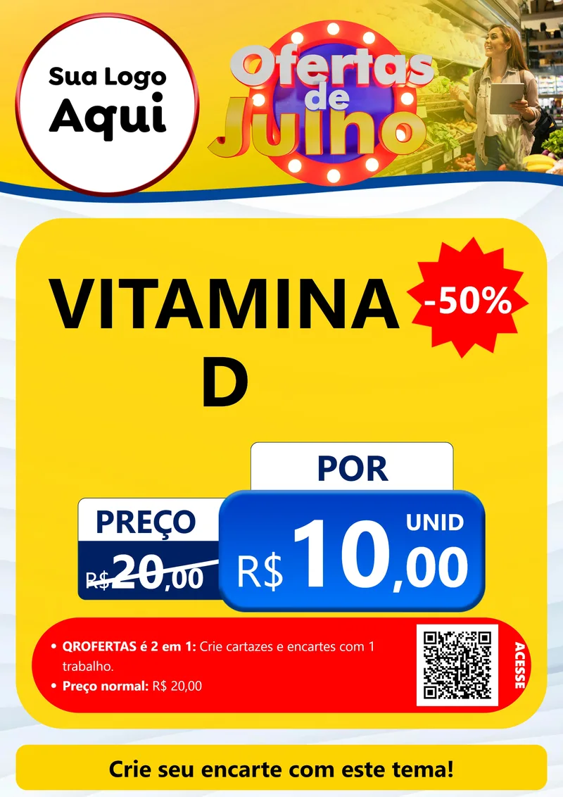 Modelo de Cartaz para Cartaz A4 Vertical com o tema Ofertas de Julho para Farmácia