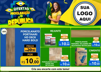 Modelo de Encarte para Encarte A4 Horizontal com o tema Ofertas Proclamação da República para Pisos e revestimentos