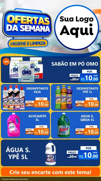 Modelo de TV para TV Vertical com o tema Ofertas da Semana - Higiene e Limpeza para Produtos de Limpeza